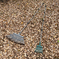 Stainless Steel Telescopic Leaf Rake for Garden Lawn Cleaning, Flat Head Rake, Farm Tool