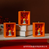 LED Lighted Desktop Photo Frame with Figurine, Hollow Carved Chinese Style Bedroom Decor, 7.5x10cm