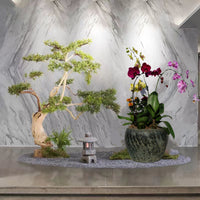 Outdoor Garden Artificial Stone Pedestal Planter Base for Villa Balcony Decor
