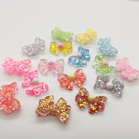 Glitter Sequin Bow Resin Cabochons for DIY Crafts