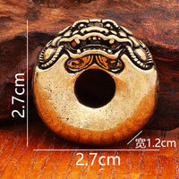 Solid Brass Pixiu and Six-Character Mantra Safety Buckle Keychain Pendant