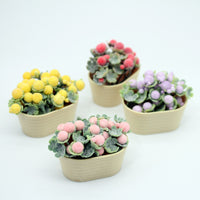 Dollhouse Miniature Window Flower Stand with Potted Plants Micro Landscape Ornament
