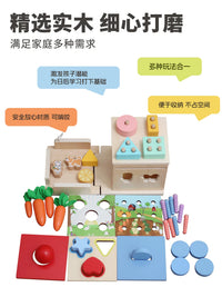 asweets Montessori 8-in-1 Educational Toy Set for Toddlers, Carrot Harvest Game, Early Learning Activity Box for 1-3 Year Olds