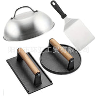 FCM Outdoor BBQ Grill Press Set - Cast Iron Meat Press Kit for Grilling and Cooking