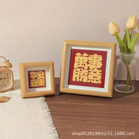 Square Mini Photo Frame Hollow Simple Desktop Solid Wood Picture Frame Ornament