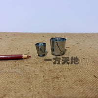Miniature Tin Bucket and Watering Can for Diorama and Scene Decoration