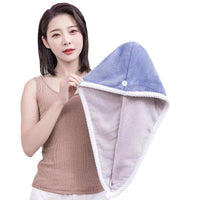 Dual-Sided Thickened Coral Fleece Hair Drying Towel Cap for Adults, Super Absorbent and Quick Dry