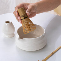 Japanese Style Matcha Tea Ceremony Set with Spouted Bowl, Whisk, and Ceramic Gift Box