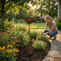 American Garden Bird Bath Feeder Stake Outdoor Iron Art Bird Feeder Yard Decor Water Basin