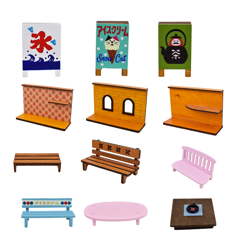 Zakka Miniature Faux Wood Table & Accessories for Dollhouse & Food Photography Props