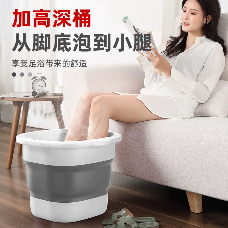 Foldable Foot Spa Basin with Massage Rollers for Home and Travel, Portable Foot Soaking Tub for Calf Height