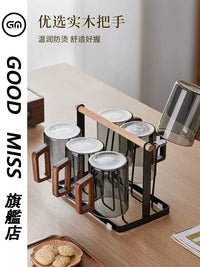 GM Glass Teacup Set with Handle and Tray for Home and Office