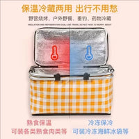 30L Collapsible Insulated Picnic Basket with Aluminum Frame, Portable Cooler Bag for Outdoor Camping and Travel