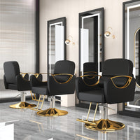 Reclining Hydraulic Barber Chair with PU Leather Upholstery for Salon and Hairdressing
