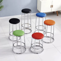 Stainless Steel Bar Stool with Footrest Ring, High Round Stool for Home, Bar, or Game Room