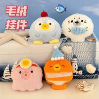 Cute Marine Animal Plush Keychain for Backpacks and Keys