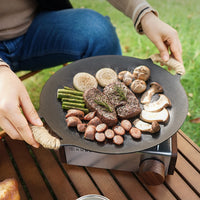 Outdoor Korean Style Cast Iron Grill Pan Non-stick BBQ Griddle for Camping and Home Use Portable Cassette Stove Frying Plate