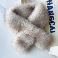 Faux Fox Fur Scarf Winter Thick Double-Sided Plush Neck Warmer