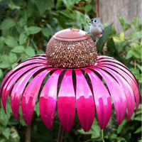 Outdoor Metal Hummingbird Feeder with Flower Design