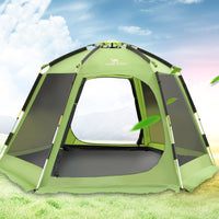 Hexagonal Pop-Up Camping Tent for 3-8 People, Double Layer, UV Protection, Instant Setup for Outdoor Travel
