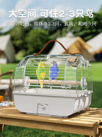 Portable Parrot Carrier Cage for Outdoor Travel - Easy Clean, Anti-Splash Design for Budgies, Cockatiels, and Sun Conures