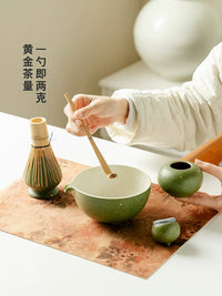 Matcha Bowl and Whisk Set - Ceramic Song Dynasty Style Tea Ceremony Kit