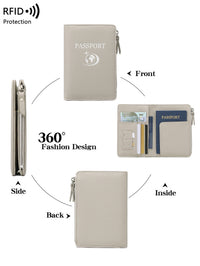 Multi-functional RFID Passport Holder with Lychee Pattern, Travel Document Organizer