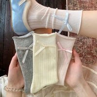Ballet Style Bowknot Over-the-Calf Socks for Women, Thin Breathable Korean Fashion