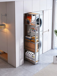 Slim Balcony Storage Cabinet with Drawers and Pegboard, Narrow Gap Organizer with Wheels