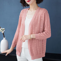 Women's Ice Silk Knit Cardigan Sun Protection Shawl Thin Air Conditioning Shirt