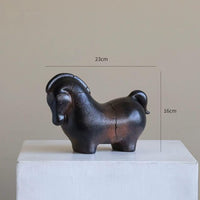 Vintage Style Faux Jade Chinese Horse Figurine for Living Room Office Decor