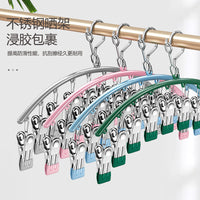 Stainless Steel Rotating Laundry Hanger with Multiple Clips for Socks Underwear