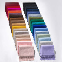 Unisex Silver Velvet Wool Cashmere Scarf Shawl for Autumn Winter