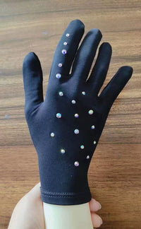 Zhuobao Figure Skating Rhinestone Gloves with Fleece Lining for Warmth