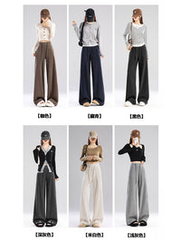 Women's Wide Leg Knit Pants Loose Straight Casual Trousers