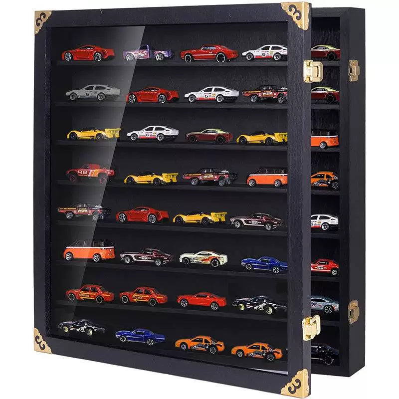 Wooden Toy Car Display Shelf Wall Mounted Acrylic Model Storage Cabinet Multi-layer Detachable