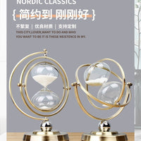 Metal Hourglass Globe Rotating Sand Timer Desktop Ornament