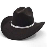 Unisex Western Cowboy Hat with Wide Brim and Lychee Pattern Leather Band