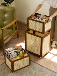 Stackable Rattan-Style Storage Box for Home Organization, Toys, and Clothes