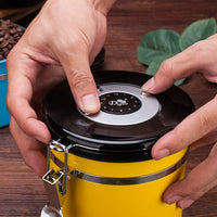 Stainless Steel Coffee Bean Storage Canister with CO2 Valve and Date Tracker