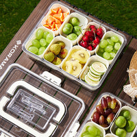 Portable Divided Salad Container with Lid and Handle for Refrigerator Storage and Picnics