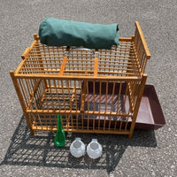 Bamboo & Plastic Bird Bath Cage for Thrushes and Other Birds