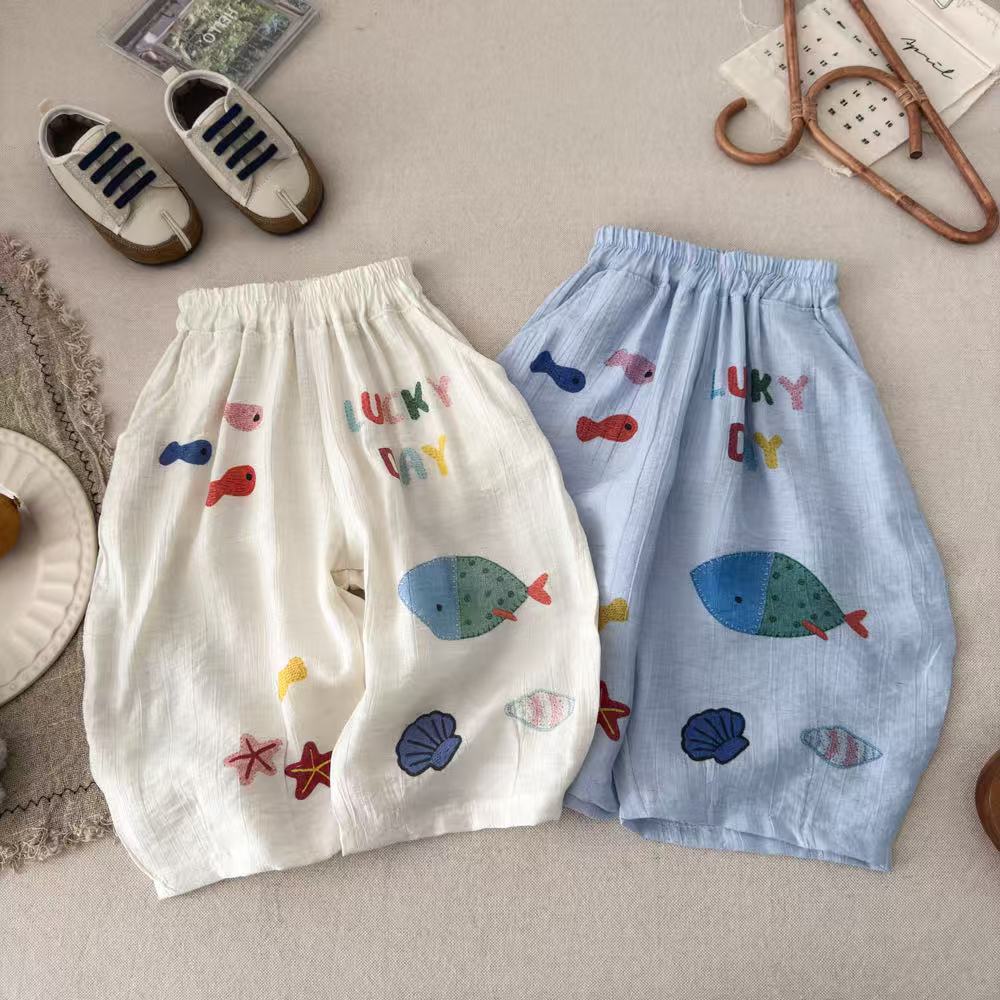 Kids' Breathable Cartoon Casual Pants for Summer