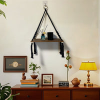Bohemian Macrame Plant Hanger Shelf with Tassels for Wall Decor
