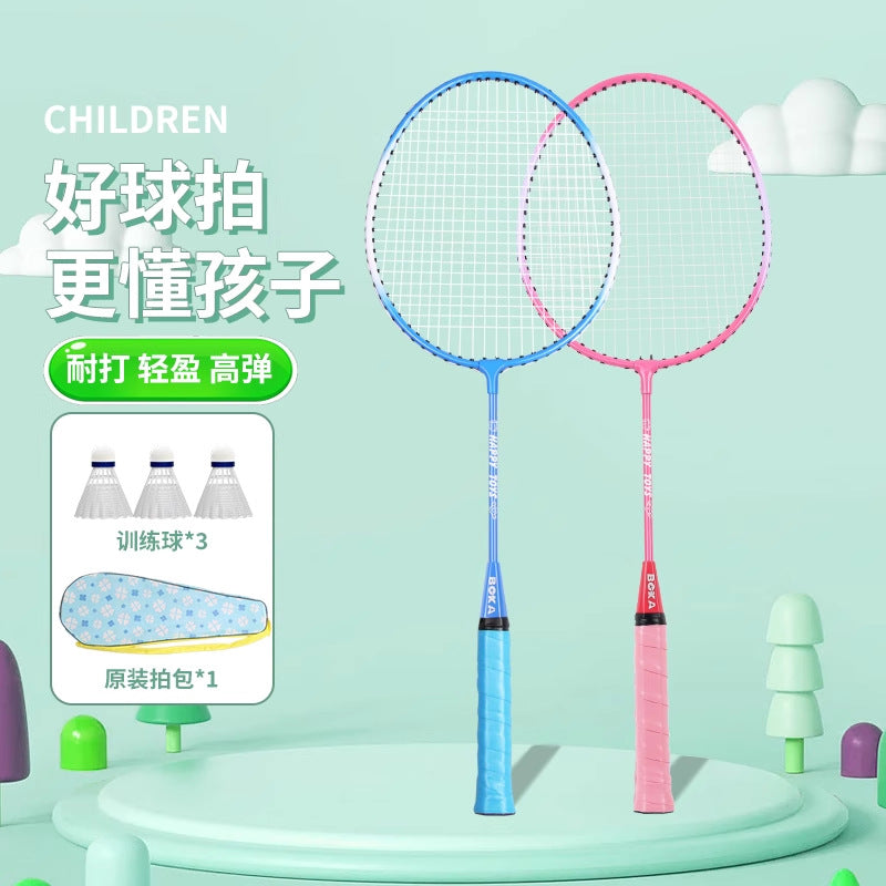 Kids' Lightweight Badminton Racket Set for 3-12 Year Olds, Durable Rackets for Children and Family Play