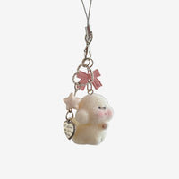 Christmas Snowflake Keychain with Bow Bear Charm for Bags and Phones