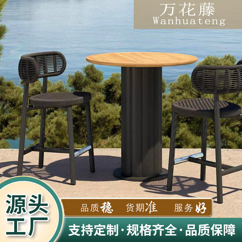 户外桌椅庭院吧台别墅露天花园藤椅防水室外露台藤编吧椅休闲桌椅
