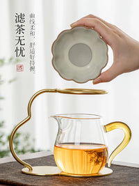 Ceramic Tea Infuser Set with Glass Gongdao Cup and Filter Stand
