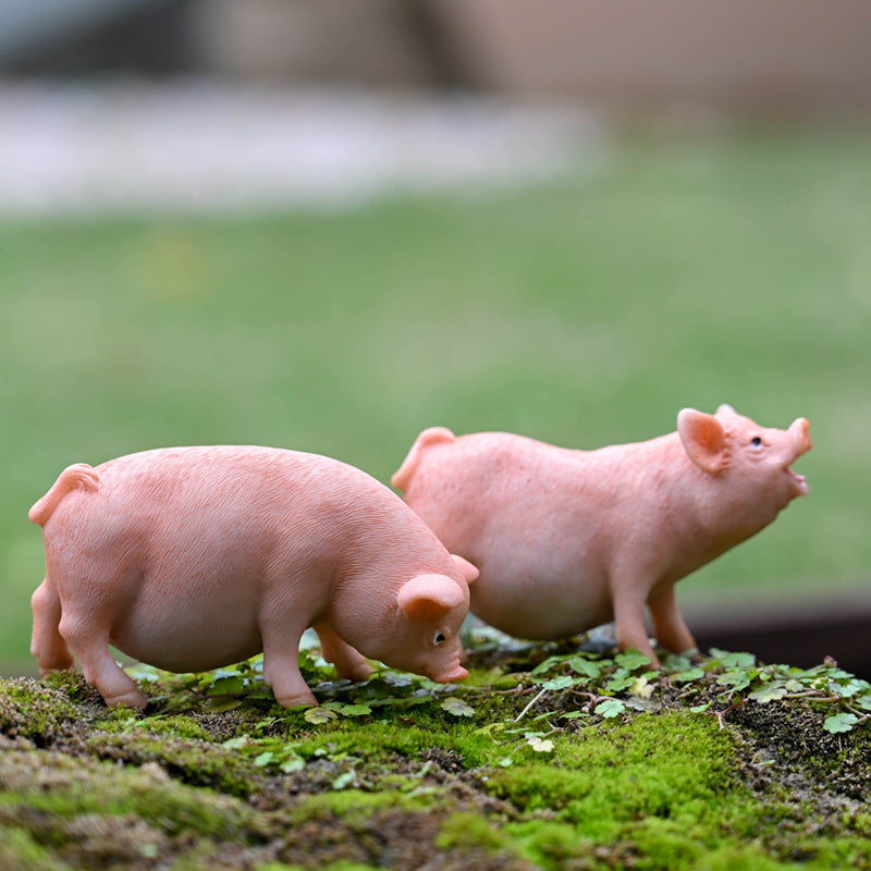 Miniature Pig Figurine for Desktop, Living Room, Garden, and Bonsai Decor