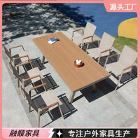 Outdoor Patio Garden Leisure Rope Woven Chair and Coffee Table Set, Waterproof Sunscreen Multi-person Dining Furniture